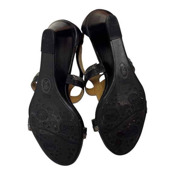 Sofft Pippa Black Wedge Sandals T Strap Ankle Strap Comfort Shoes - Picture 10 of 11